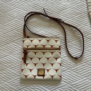 Dooney & Bourke White and Brown Crossbody Bag with Leather Trim